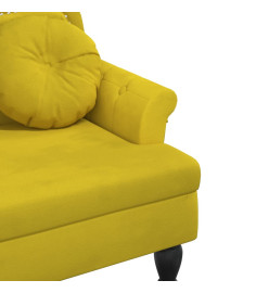 Banc avec coussins jaune 120,5x65x75 cm velours