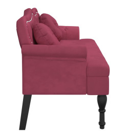 Banc avec coussins bordeaux 120,5x65x75 cm velours