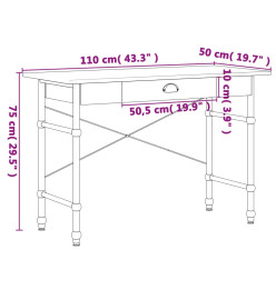 Bureau d'ordinateur avec tiroir couleur chêne 110x55x75 cm