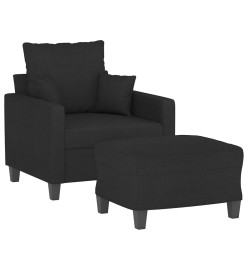 Fauteuil avec repose-pied Noir 60 cm Tissu