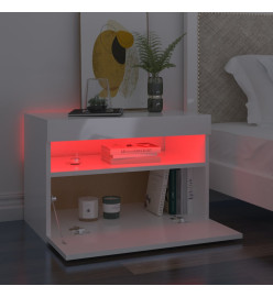 Tables de chevet lumières LED 2 pcs blanc brillant 60x35x40 cm