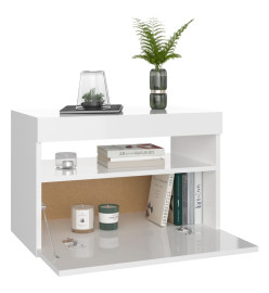 Tables de chevet lumières LED 2 pcs blanc brillant 60x35x40 cm