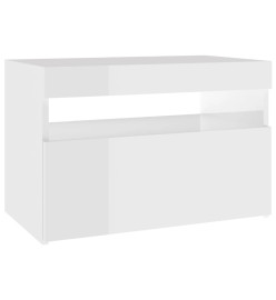 Tables de chevet lumières LED 2 pcs blanc brillant 60x35x40 cm