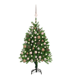 Arbre de Noël artificiel pré-éclairé et boules 120 cm vert