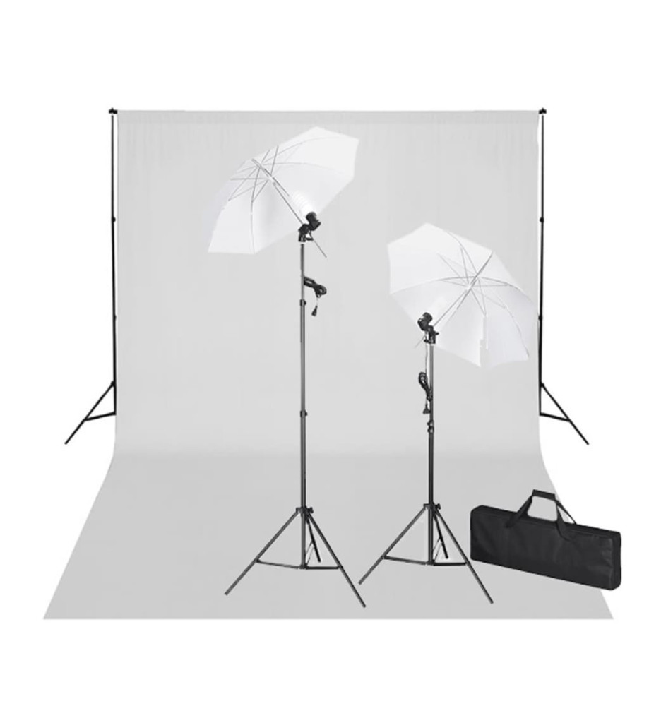 Kit de studio avec toile de fond blanche 600x300 cm et lumières