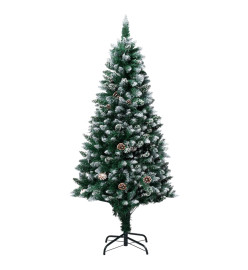 Sapin de Noël avec LED et pommes de pin et neige blanche 210 cm