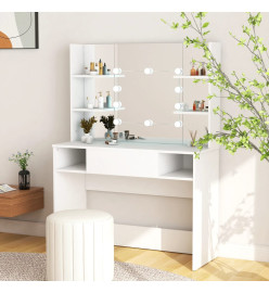 Table de maquillage avec éclairage LED 100x40x135 cm MDF Blanc
