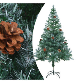 Arbre de Noël givré pré-éclairé et boules pommes de pin 150 cm