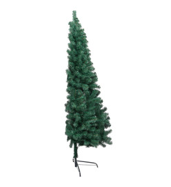 Demi-arbre de Noël artificiel pré-éclairé et boules vert 150 cm