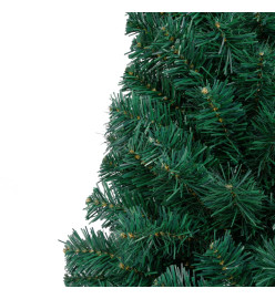 Demi-arbre de Noël artificiel pré-éclairé et boules vert 150 cm