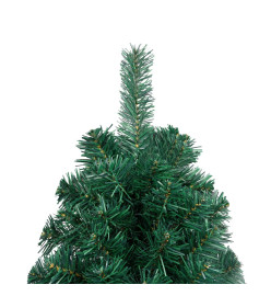 Demi-arbre de Noël artificiel pré-éclairé et boules vert 150 cm