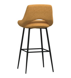 Tabourets de bar lot de 2 marron velours