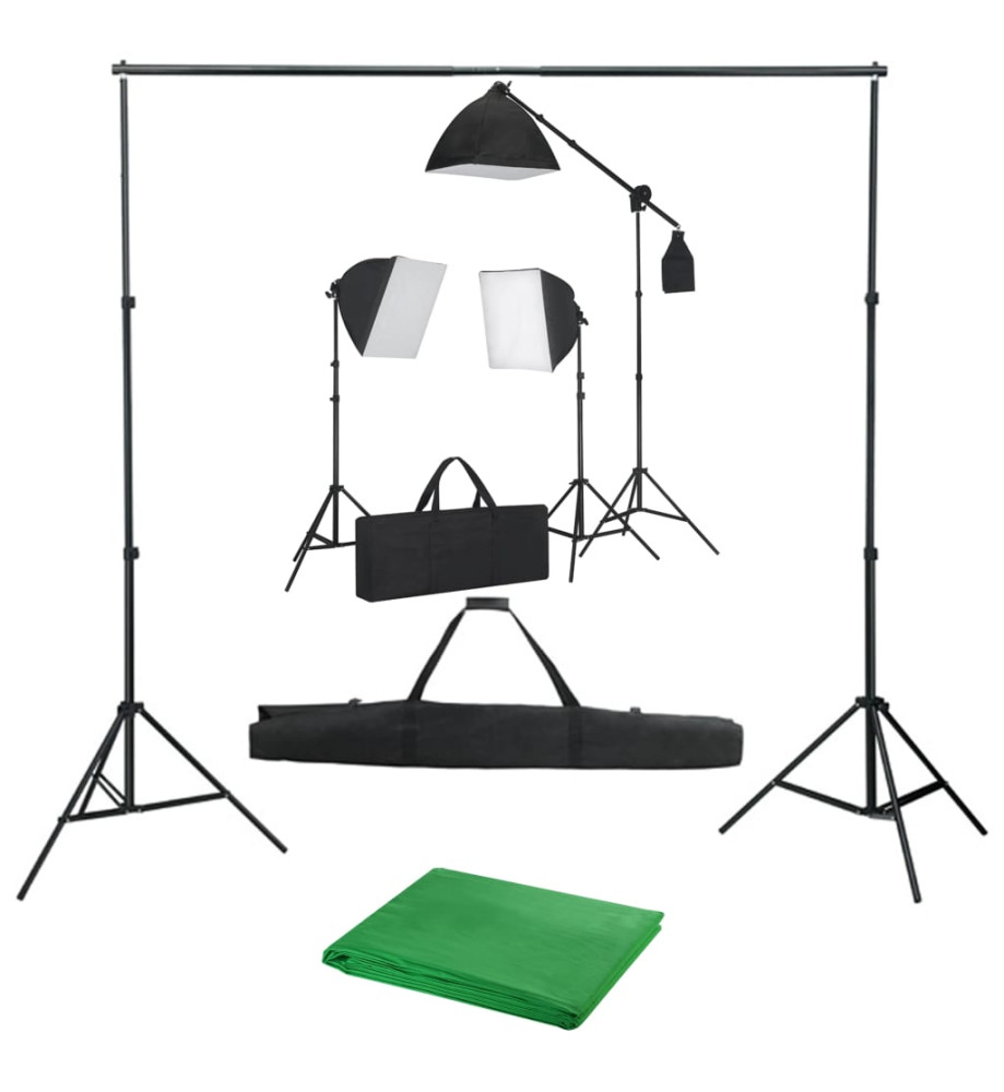 Kit de studio photo avec boîtes à lumière et toile de fond