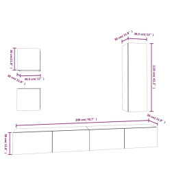 Ensemble de meubles TV 5 pcs Chêne fumé Bois d'ingénierie