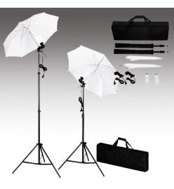 Kit de studio photo avec toile de fond lampes et parapluies