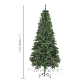 Arbre de Noël artificiel pré-éclairé pommes de pin vert 210 cm