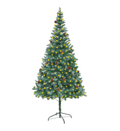 Sapin de Noël artificiel pré-éclairé et pommes de pin 210 cm