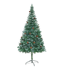 Sapin de Noël artificiel pré-éclairé et pommes de pin 210 cm