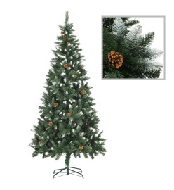 Sapin de Noël artificiel pré-éclairé et pommes de pin 210 cm