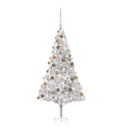 Arbre de Noël artificiel pré-éclairé/boules argenté 240 cm PET