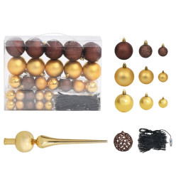 Arbre de Noël artificiel pré-éclairé et boules rose 210 cm PVC