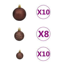 Arbre de Noël artificiel pré-éclairé et boules rose 210 cm PVC