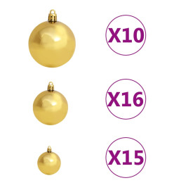Arbre de Noël artificiel pré-éclairé et boules rose 210 cm PVC