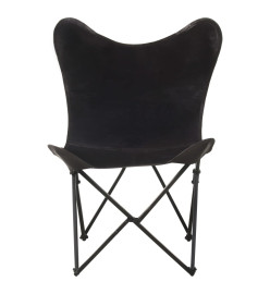 Chaise papillon pliable Noir Cuir véritable