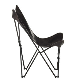 Chaise papillon pliable Noir Cuir véritable