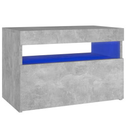Table de chevet avec lumières LED gris béton 60x35x40 cm