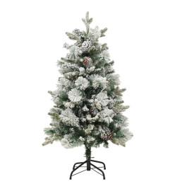 Sapin de Noël pré-éclairé avec neige floquée/cônes 150cm PVC/PE