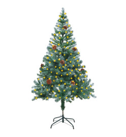 Arbre de Noël givré pré-éclairé et pommes de pin 150 cm