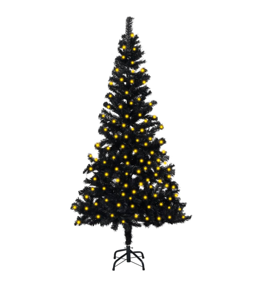 Sapin de Noël artificiel pré-éclairé et support noir 150 cm PVC