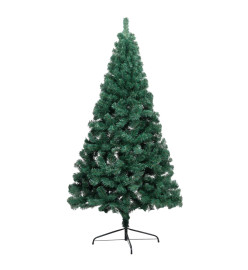 Sapin de Noël artificiel pré-éclairé moitié/support vert 180 cm