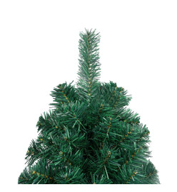 Sapin de Noël artificiel pré-éclairé moitié/support vert 180 cm