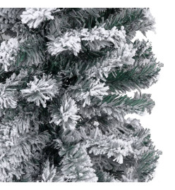 Sapin de Noël mince pré-éclairé flocon de neige vert 240 cm PVC