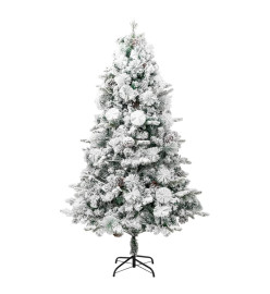 Sapin de Noël pré-éclairé avec neige floquée/cônes 225cm PVC/PE