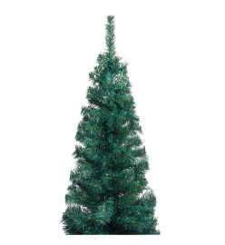 Sapin de Noël artificiel mince pré-éclairé/support vert 240 cm