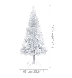 Sapin de Noël artificiel pré-éclairé/support argenté 120 cm PET