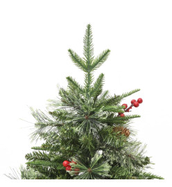 Sapin de Noël pré-éclairé et pommes de pin vert 120cm PVC et PE