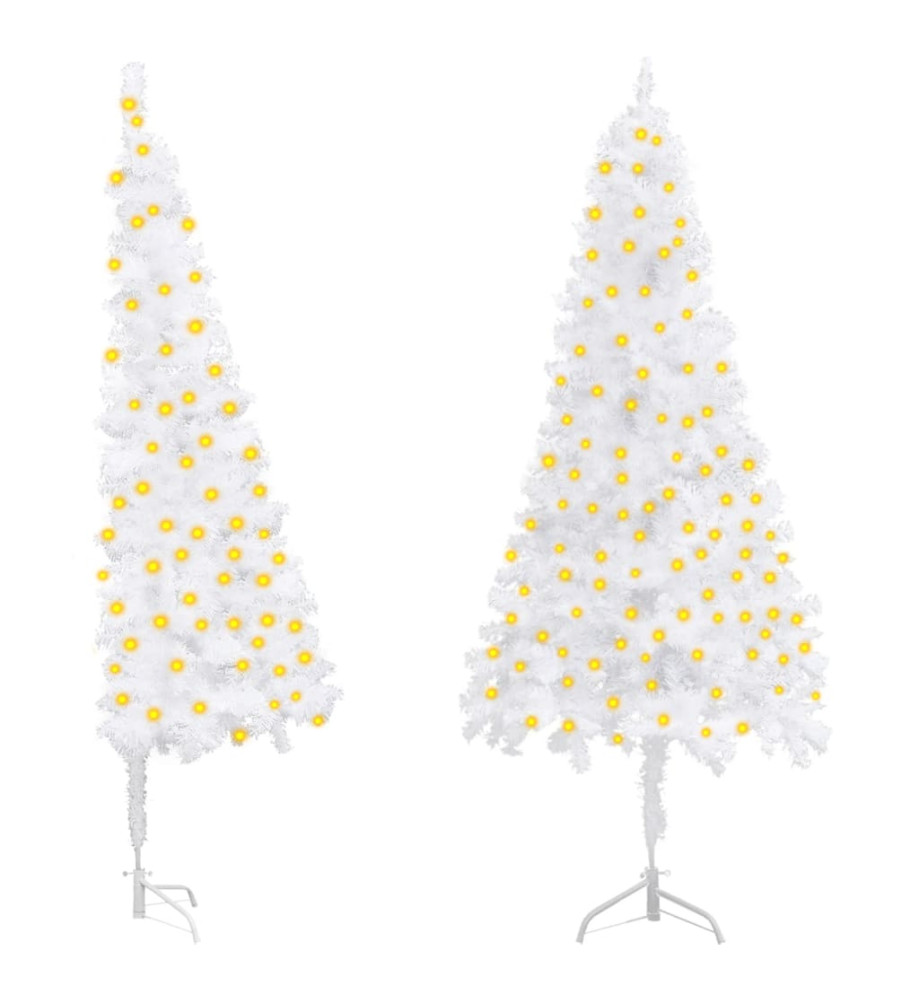 Arbre de Noël artificiel d'angle pré-éclairé blanc 150 cm PVC