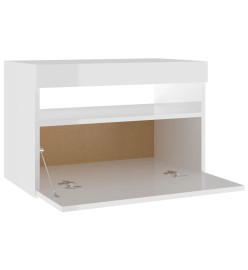 Table de chevet avec lumières LED blanc brillant 60x35x40 cm