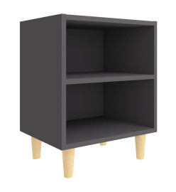 Table de chevet avec pieds en bois Gris 40x30x50 cm