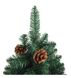 Sapin de Noël mince pré-éclairé et bois véritable/pommes de pin