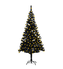 Sapin de Noël artificiel pré-éclairé et support noir 180 cm PVC