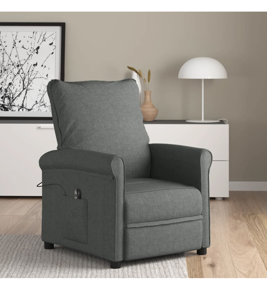 Fauteuil inclinable électrique Gris foncé Tissu