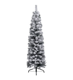 Sapin de Noël mince pré-éclairé flocon de neige vert 210 cm PVC