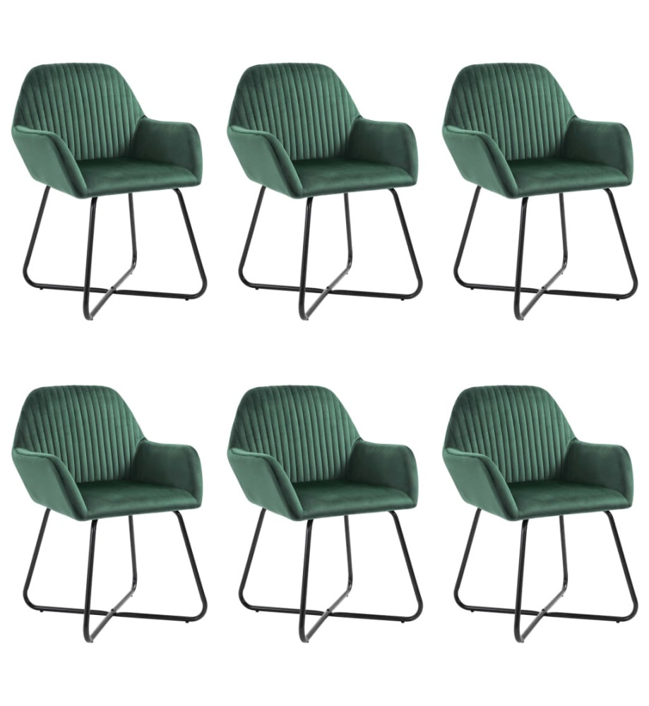 Chaises à manger lot de 6 vert velours