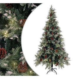 Sapin de Noël pré-éclairé pommes de pin vert blanc 225cm PVC PE