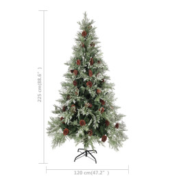 Sapin de Noël pré-éclairé pommes de pin vert blanc 225cm PVC PE